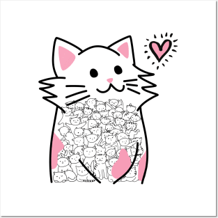 Cats Brighten Up My Heart (Pink) Posters and Art